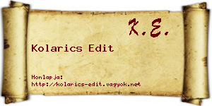 Kolarics Edit névjegykártya